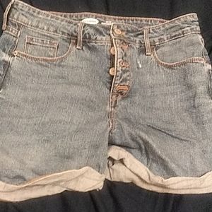 Button high rise shorts